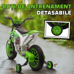 Motocicleta Copii 12V Verde – Reincarcabila, Cu Rotile de Siguranta - Img 6