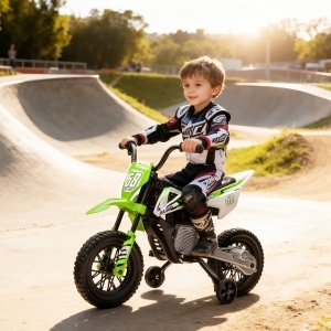 Motocicleta Electrică Copii cu 2 Motoare, Accelerație Manuală, Copii 3-6 Ani Verde - Img 2