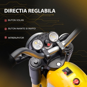 Motocicleta Electrica pentru Copii 3 Roti Lumini Sunete Baterie 6V Viteza 2km/h - Img 4