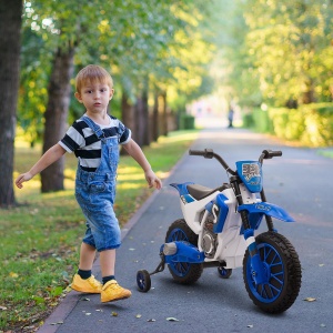 Motocicleta Electrica pentru Copii Baterie 12V Reincarcabila si Rotite Albastru inchis - Img 2