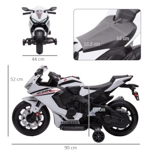 Motocicletă Electrică pentru Copii cu Baterie Reîncărcabilă de 6V, Viteză 3 km/h și Muzică, 90x44x52 cm, Alb - Img 3