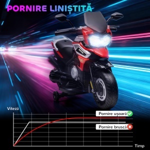 Motocicletă Electrică pentru Copii cu Oglinzi și Suporturi pentru Picioare, 85.5x44.5x56 cm, Roșu - Img 8