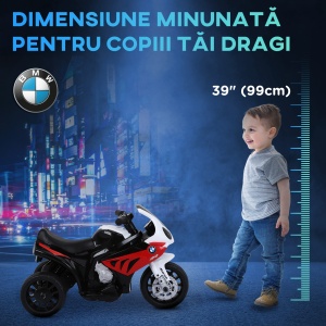 Motoreta Electrica pentru Copii BMW S1000RR Originala, 3 Roti cu Lumini si Sunete Reale, Rosu - Img 7
