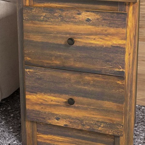 Noptieră cu 2 Sertare în Stil Rustic, Noptieră pentru dormitor din Lemn, 40x30x56 cm, Maro - Img 9
