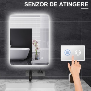 Oglindă de Baie cu Lumini LED Reglabile, Comutatoare Touch și Funcție Antiaburire, 70x50 cm - Img 4