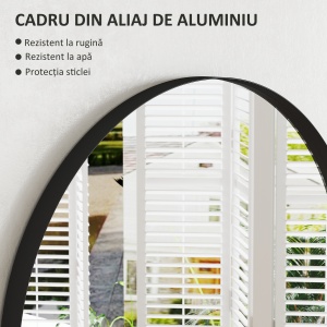 Oglindă de Baie în Formă de Arc și Ramă din Aluminiu, Oglindă Decorativă, 60x3x90 cm, Negru - Img 4