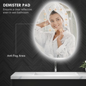 Oglindă de Baie LED cu Comutator Tactil Inteligent și Intensitate Reglabilă, 80x5x60 cm, Argintiu - Img 5