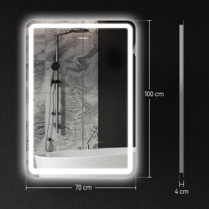 Oglindă de Baie Touch 70x100 cm cu LED 3 Tonuri de Lumină și Antiaburire - Img 3