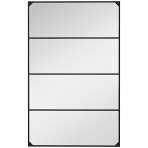 Oglindă Industrială de Perete, Oglindă Dreptunghiulară cu Ramă Metalică, Oglindă Decorativă, 109x2x69 cm, Negru