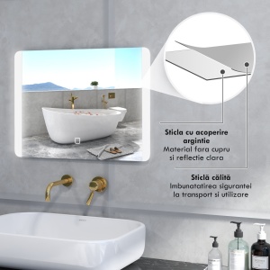 Oglinda pentru baie cu lumini LED, 70 x 50 cm - Img 7