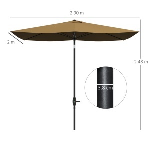Ombrellone Giardino Rettangolare 3x2m a Manovella e Inclinabile Caffè - Img 3
