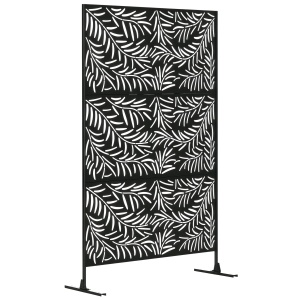 Paravan Exterior cu 2 Picioare din Oțel, pentru Exterior și Grădină, 122x45x198 cm, Negru