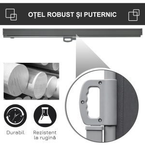 Paravan Lateral Retractabil cu Mâner și Anti UV, 300x180 cm, Gri - Img 5