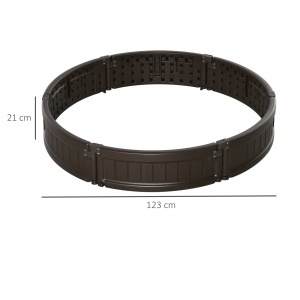 Pat de gradina inaltat din HDPE, jardiniera de exterior rotund, Φ123x21cm, maro - Img 3