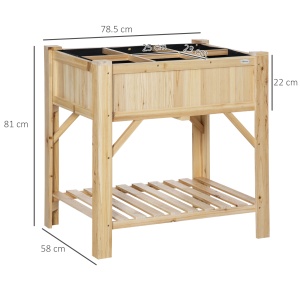 Pat pentru Gradina de Legume Inaltat cu 6 Compartimente, Jardiniera de Exterior Suport Plante din Lemn de Brad, 78.5x58x81cm - Img 3