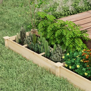 Patul supraînălțat pentru grădină și grădină de legume cu partiție internă și fund deschis, 237x60x25cm, lemn natural - Img 8