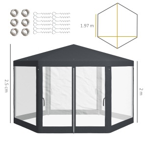 Pavilion 4x4 m de Gradina Hexagonal cu Pereti din Plasa - Img 3