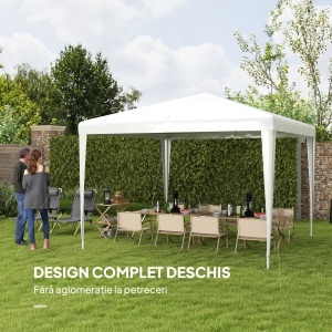 Pavilion de Grădină 3x3 m Portabil cu Acoperire Anti UV, Alb - Img 4