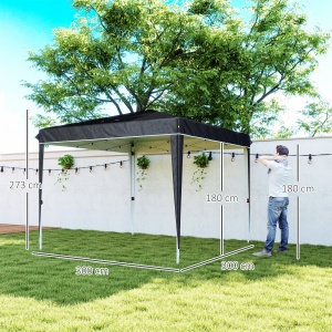Pavilion Pliabil cu Înălțime Reglabilă și Geantă de Transport, 300x300x273 cm, Negru - Img 3