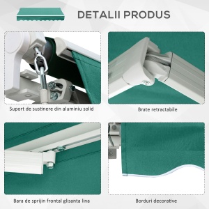 perdea tip rulou parasolar impermeabil, 295x245cm, verde - Img 6