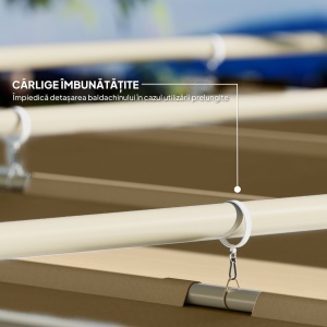 Pergolă de Grădină cu Acoperiș Retractabil și Sistem de Prindere Magnetic, 298x297x221 cm, Kaki - Img 5