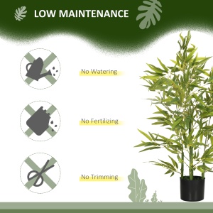 Plantă Artificială de Bambus Înaltă de 90 cm cu 504 Frunze din PEVA și PP Verde cu Ghiveci de Ciment Ø15x12.5 cm - Img 6