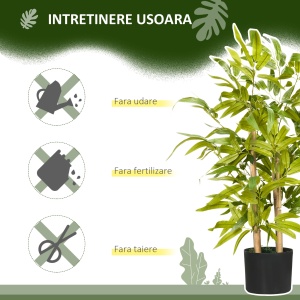 Plantă Artificială de Bambus, Înălțime 60 cm, din Poliester și PP, Verde, cu Vas de Ciment Ø15x12.5 cm - Img 6