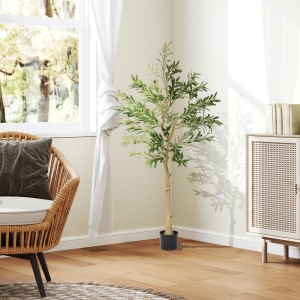 Plantă Artificială Măslin 150 cm cu 720 Frunze, 32 Măsline și Ghiveci - Img 2