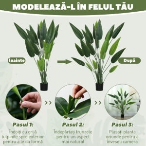 Plantă Artificială "Pasărea Paradisului" cu 20 de Frunze și Ghiveci - Img 6