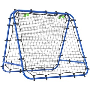 Plasa de fotbal pliabila din PE si metal, cu unghi reglabil si cuie, 100x95x90 cm, albastru - Img 1