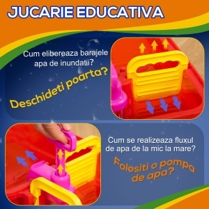 Playset pentru apa 53 Piese pentru Copii 3-6 Ani, din PP, 123x90x7cm, Albastru si Rosu - Img 5