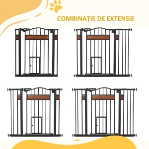 Poartă de Siguranță pentru Câini cu Închidere Automată 74-105x76.2 cm Neagră - Img 8