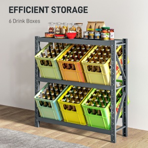Raft Autoportant pentru Cutii cu 3 Niveluri, Raft pentru 6 Cutii cu Înălțime Reglabilă, 110x30x110 cm, Gri - Img 5