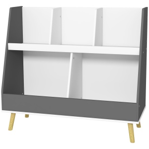 Raft de Depozitare pentru Jucării, Raft în 2 Niveluri pentru Jucării cu 5 Compartimente, 80x34x72.5 cm, Gri - Img 1