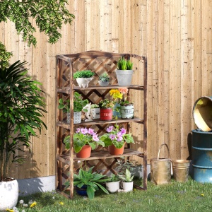 Raft Ghivece pentru Plante cu 3 Etajere din Lemn de Brad, 80x40x150 cm - Img 2