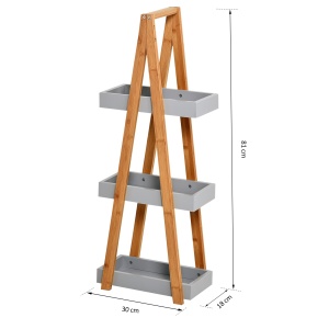 Raft pentru baie din MDF si bambus, 30x18x81cm, gri - Img 3