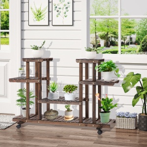 Raft pentru Flori – 4 Niveluri Lemn pentru Interior sau Gradina - Img 2