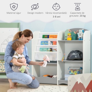 Raft pentru jucarii pentru copii Mobilier dormitor din lemn mobilier pentru sufragerie si cresa gri pentru scoala mobilier camera copilului birou pentru copii mici - Img 5