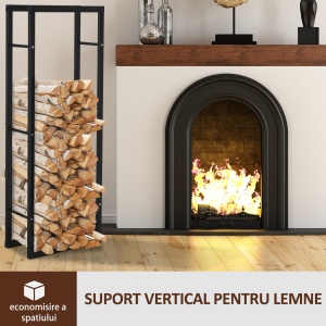 raft stocare lemne, vertical, de interior, 40x25x150cm - Img 5