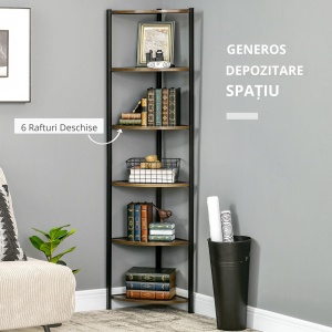 Rafturi de depozitare cu 6 niveluri pentru sufragerie, dormitor, bucatarie, maro inchis - Img 5
