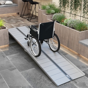 Rampă pentru Scaun cu Rotile din Aliaj de Aluminiu Antialunecare, Capacitate 272 kg - Img 2