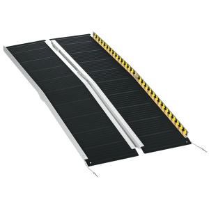 Rampă pentru Scaun cu Rotile, Rampă de Prag Pliabilă din Aluminiu cu Suprafață Antiderapantă, 152x73,6x5,1 cm, Negru