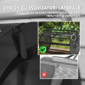Răspânditor Compost de 75L cu Mâner Reglabil în Formă de T din Metal Negru - Img 5