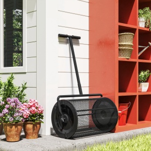 Răspânditor Compost de 75L cu Mâner Reglabil în Formă de T din Metal Negru - Img 8