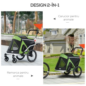 Remorca Bicicleta 2-in-1 – Carucior Caini Pliabil cu Cadru Aluminiu - Img 6