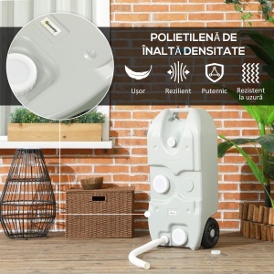 Rezervor de Apă pentru Camping 40L cu Roți și Mâner Reglabil Gri - Img 7