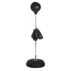 Sac de Box, Stand de Box cu Mănuși, Minge de Perforare, Minge de Box pentru Antrenament, 43x43x126-144 cm, Negru