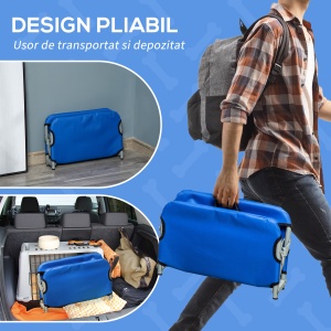 Saltele pliabile pentru Caini in Tesatura Oxford pentru Caini, Albastru, 59x46x15cm - Img 7