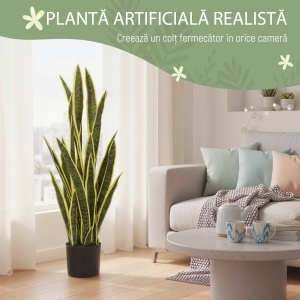Sansevieria Artificială cu Ghiveci pentru Interior și Exterior cu 21 de Frunze Ajustabile, Ø20x90 cm - Img 4