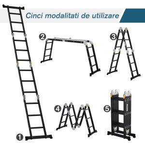 Scara Aluminiu 5-in-1 – Pliabila cu Panouri de Sustinere - Img 4